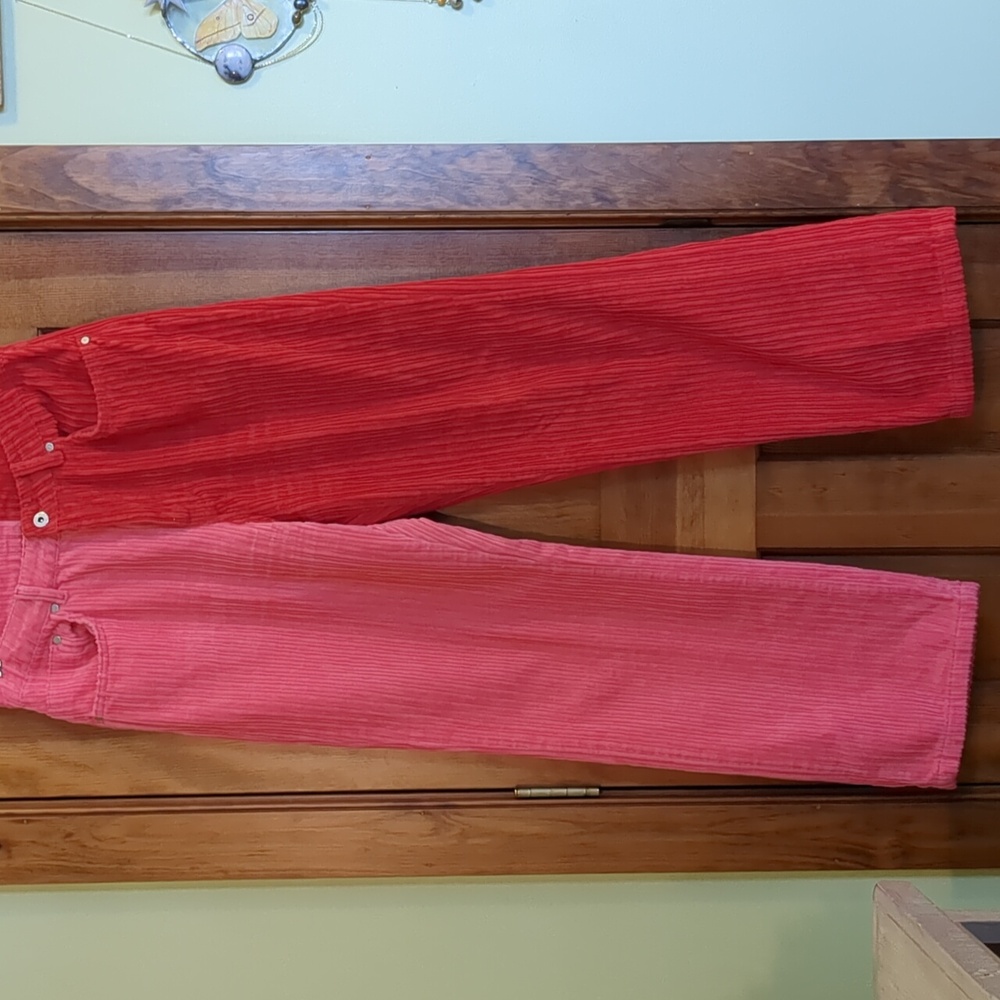 Ragged Jeans Retro Two-Tone Pink Corduroy Pants